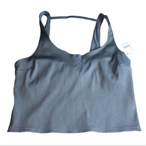 Free People Gray Ribbed Crop Tank